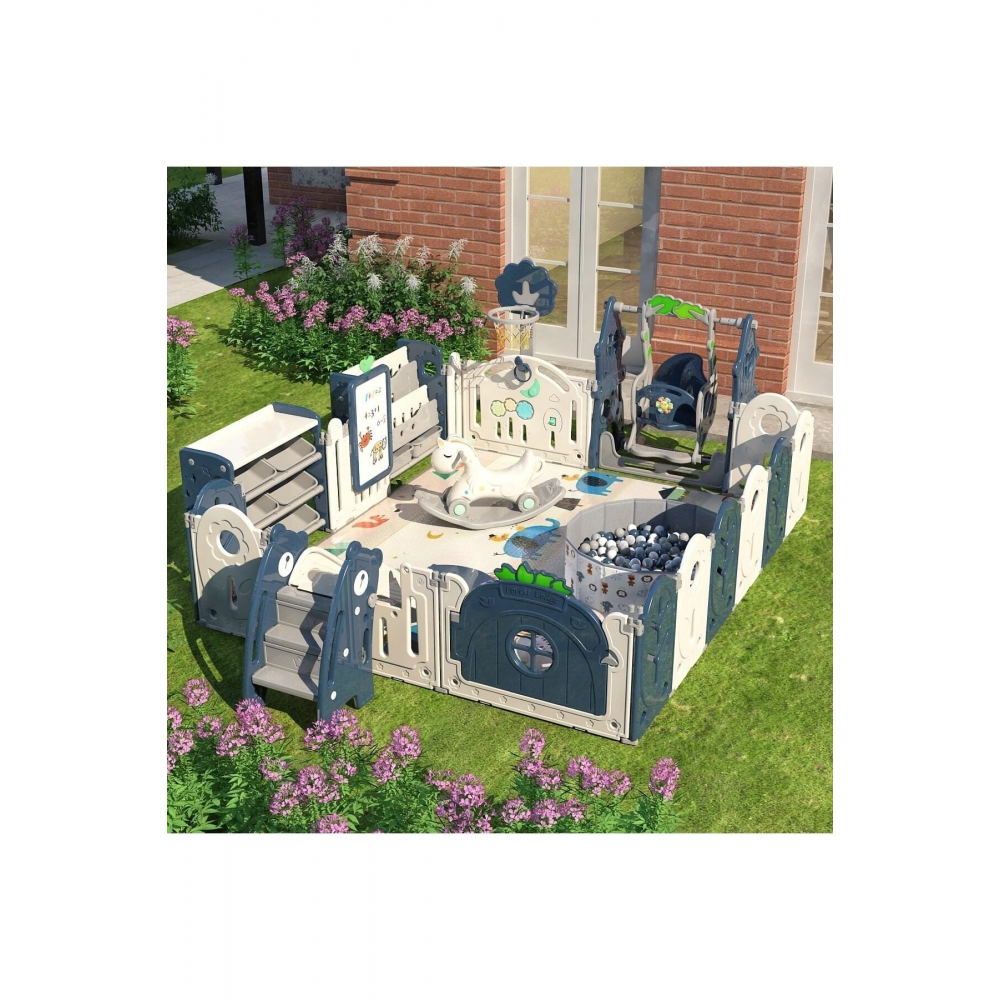 Hayal Dünyası Oyun Alanı 205x246cm Beyaz/mavi