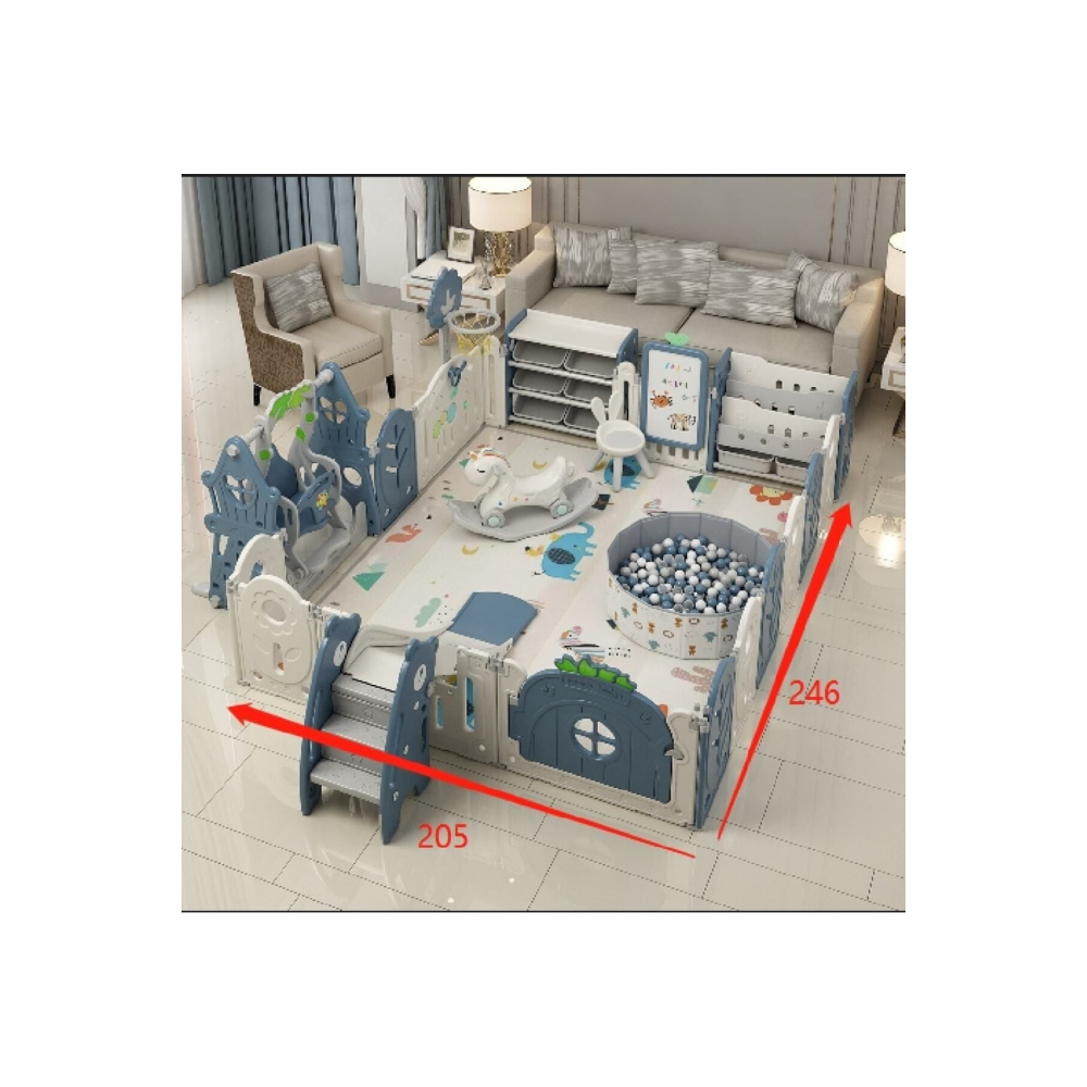 Hayal Dünyası Oyun Alanı 205x246cm Beyaz/mavi