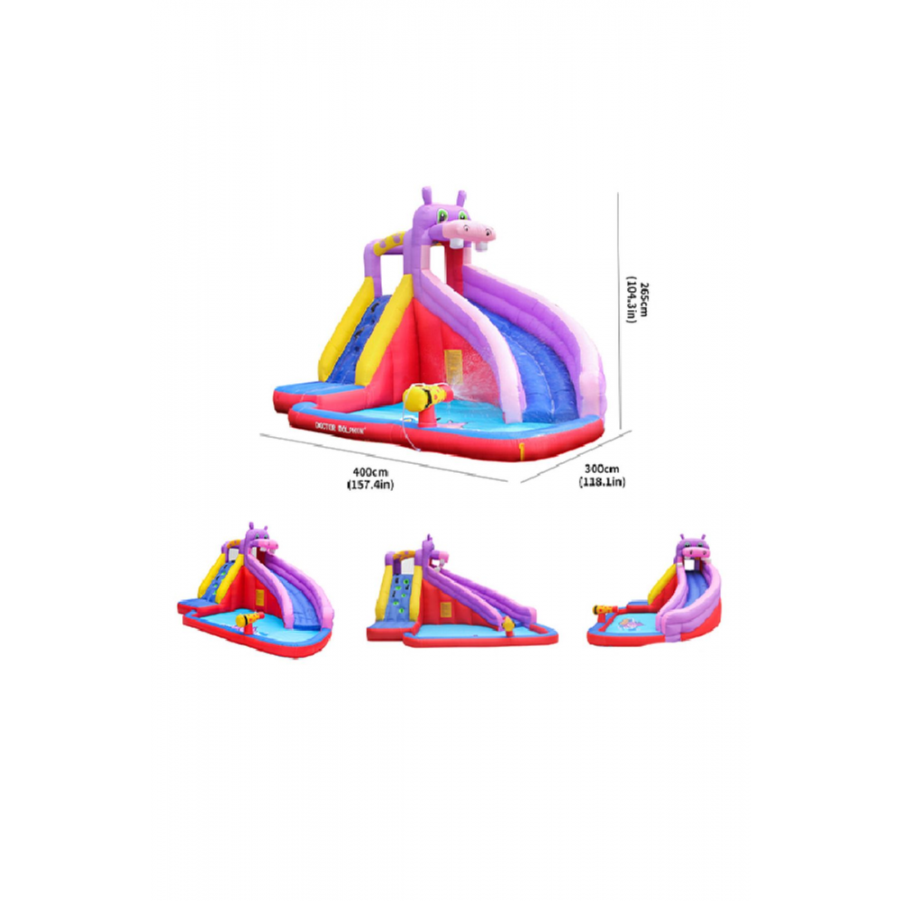 Pembe Hipopotam Sulu Oyun Parkı Şişme Su Kaydırağı Şişme Çocuk Aqua Oyun Parkı Modelleri