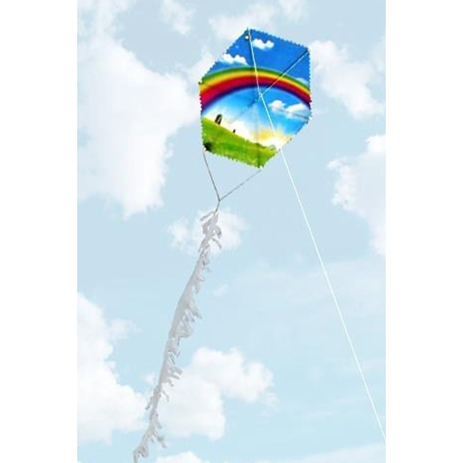 Altıgen Uçurtma Gökkuşağı 50mt Ipli