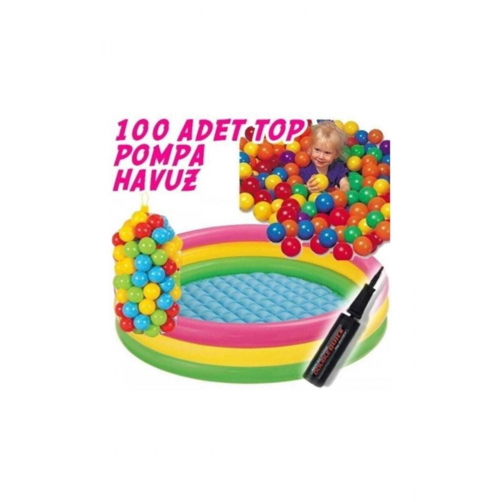 İntex Oyun Havuzu Şişme Taban 100Toplu+Pompa M-42231