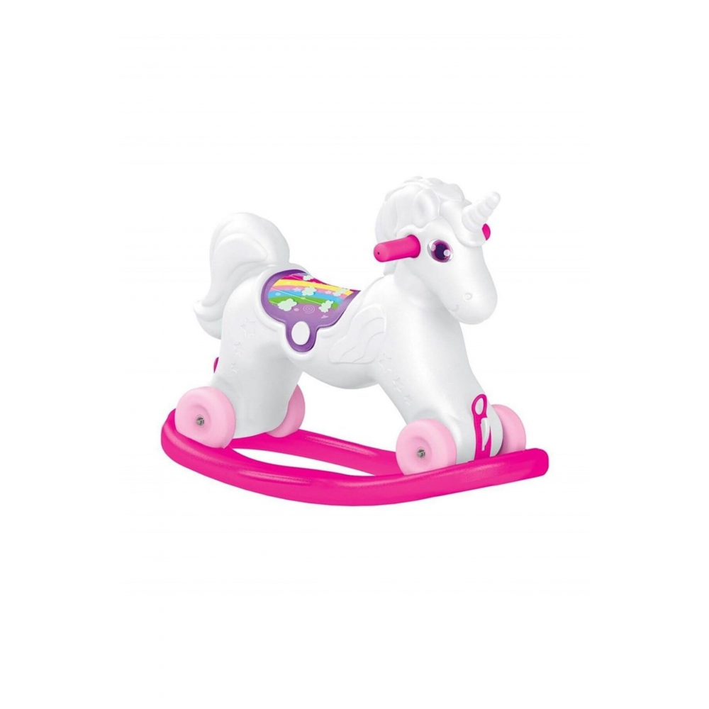 Unicorn Sallanan Tekerlekli At Pembe