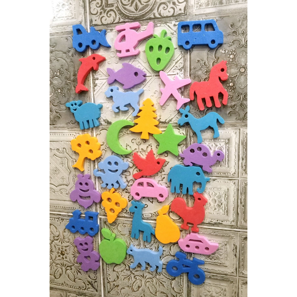 Banyo Havuz Oyuncakları Islanınca Yapışan Sert Eva Sünger 32 Adet