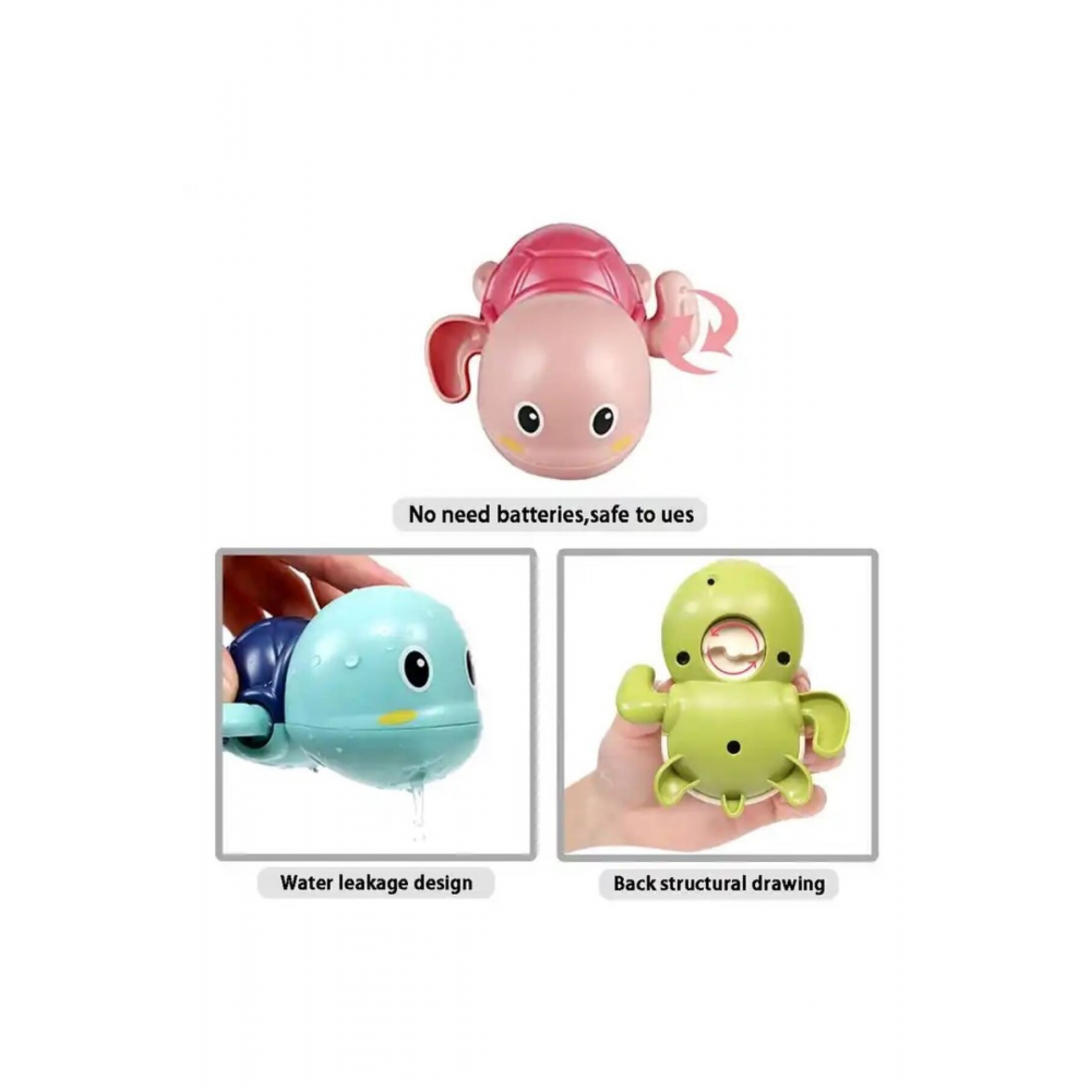 Neşeli Hayvan Figürlü Kurmalı Küvet Oyuncağı - Eğlenceli Banyo Zamanı için Su Geçirmez Oyuncak