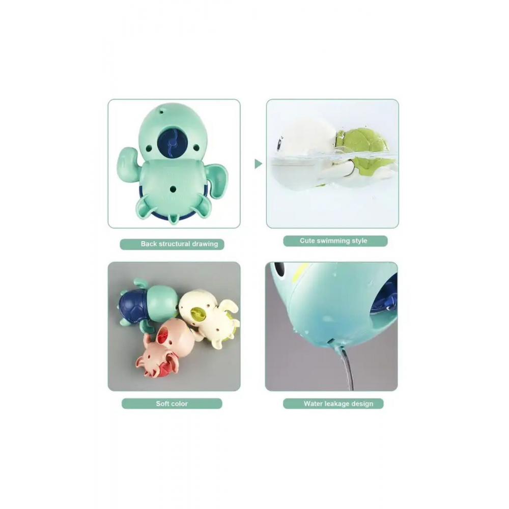 Neşeli Hayvan Figürlü Kurmalı Küvet Oyuncağı - Eğlenceli Banyo Zamanı için Su Geçirmez Oyuncak