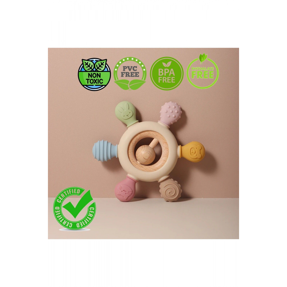 Bebek Diş Kaşıyıcı Halka Dümen (BEJ RENK DİŞLİK)