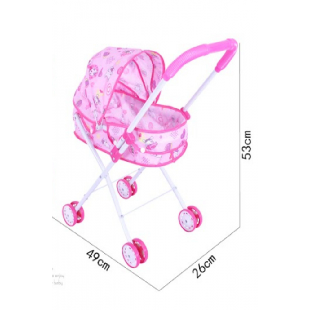 Yataklı Ve Tenteli Kaliteli Metal Oyuncak Puset Bebek Arabası