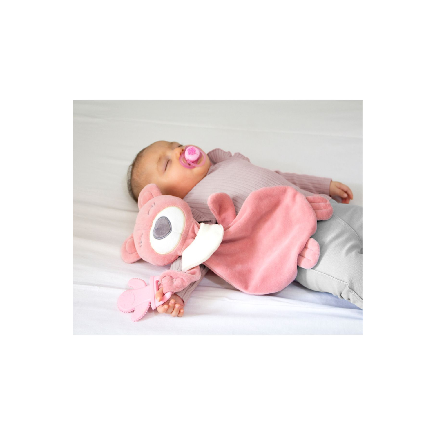 Diş Kaşıyıcılı Uykucu Ayıcık Gül Kurusu