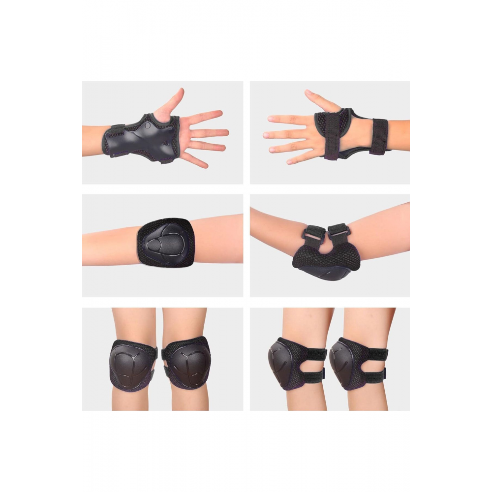 Lila Kız Çocuk Koruyucu Donanım Seti Kaykay Bisiklet Scooter Paten için Dizlik Dirseklik Ellik Korum