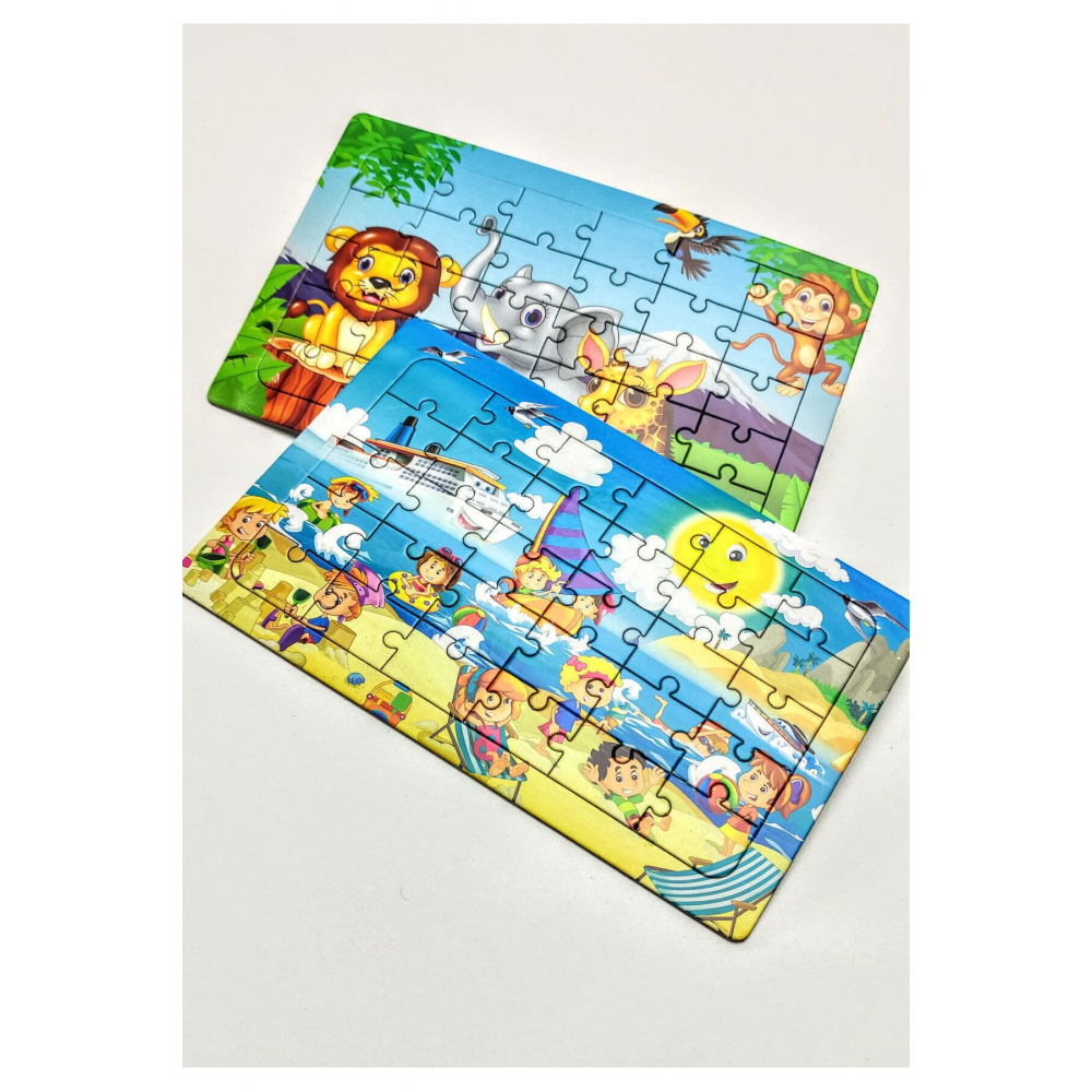 4 Adet Çocuk Eğitici Yapboz Çocuk Puzzle - 30 Parça Renkli Macera Zamanı