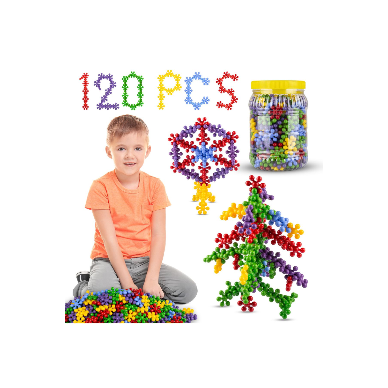 Master Molecules Eğitici Yaratıcı Molekül Stem Eğitimi Uyumlu 5 Renk 120 Parça Yapı Oyuncak