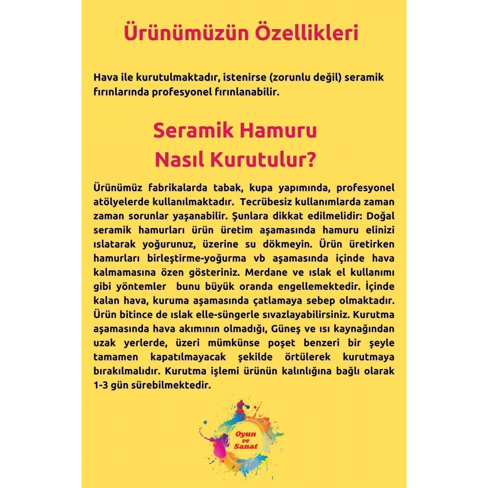 2 kg Seramik Hamuru Seti, Kil Çamuru ebeşuar, oyun hamuru seti, havayla kuruyan kil çamur seramik