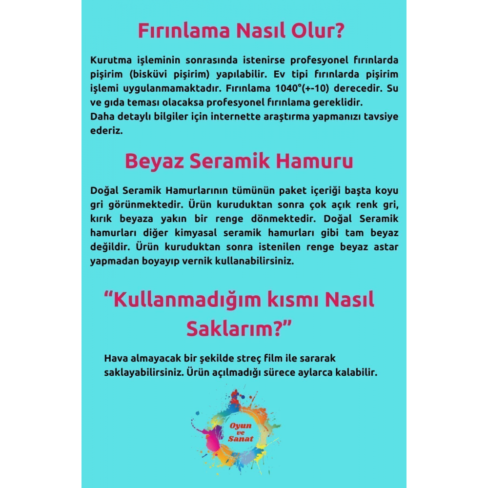 2 kg Seramik Hamuru Seti, Kil Çamuru ebeşuar, oyun hamuru seti, havayla kuruyan kil çamur seramik