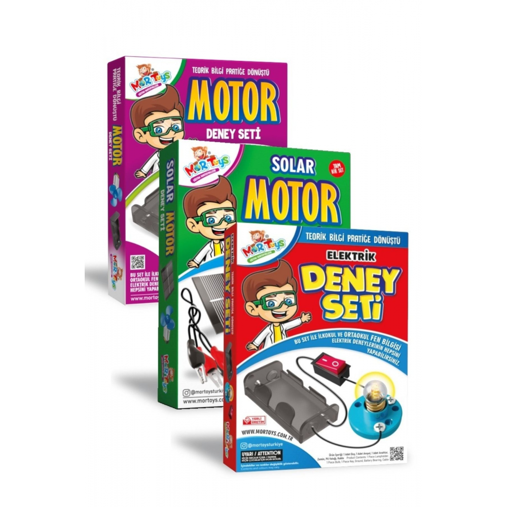 3' Lü Deney Seti, Elektrik, Motor, Solar Motor Deney Setleri