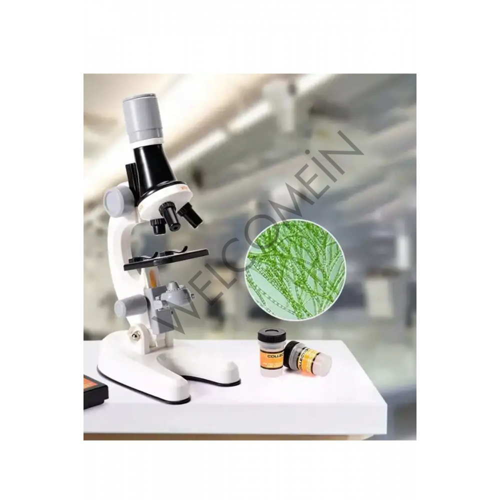 Işıklı Objektif Mikroskop Çocuklar İçin Ders Ve Eğitim Okulda Kullanılabilir 1200X Zoom, Dahili Tüp