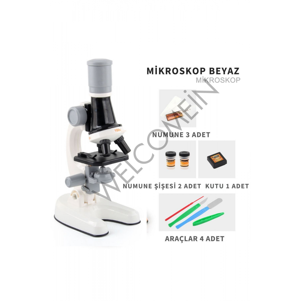 Işıklı Objektif Mikroskop Çocuklar İçin Ders Ve Eğitim Okulda Kullanılabilir 1200X Zoom, Dahili Tüp