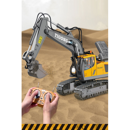 Işıklı Sesli Full Fonksiyon Metal Hareketli Kepçe 2.4ghz Uzaktan Kumandalı 680° Rotasyon Excavator