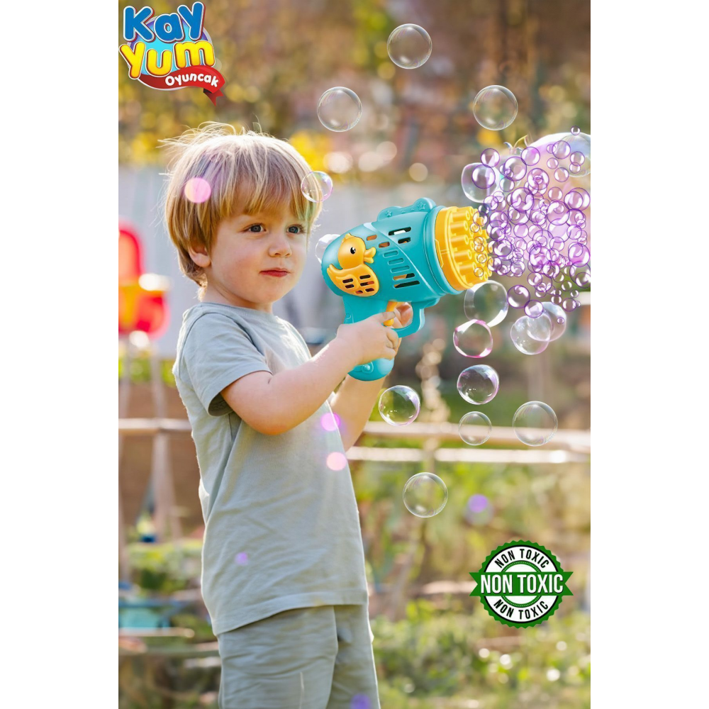 Duck Çok Delikli Pilli Köpük Atan Tabanca Oyuncağı 23 Delikli Bubble Gun