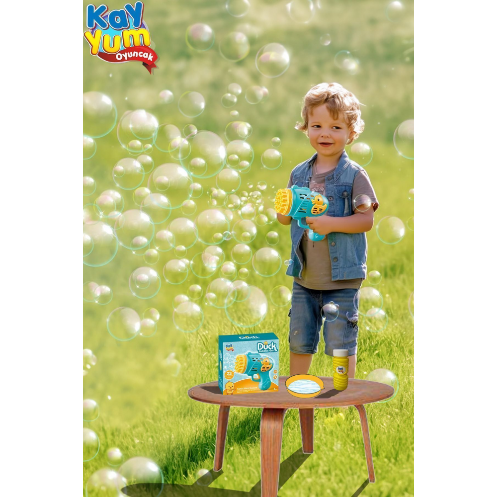 Duck Çok Delikli Pilli Köpük Atan Tabanca Oyuncağı 23 Delikli Bubble Gun