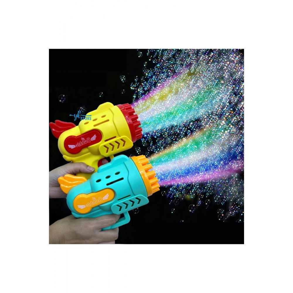 Işıklı Pilli Köpük Baloncuk Makinesi Tabancası Yeni Tasarım Bol Köpük Süper Bubble Gun
