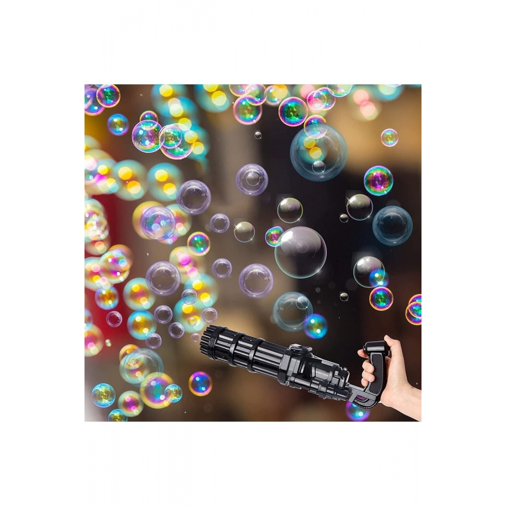 Pilli Köpüklü Oyuncak Köpük Baloncuk Makinesi Tabancası + Baloncuk Likitli