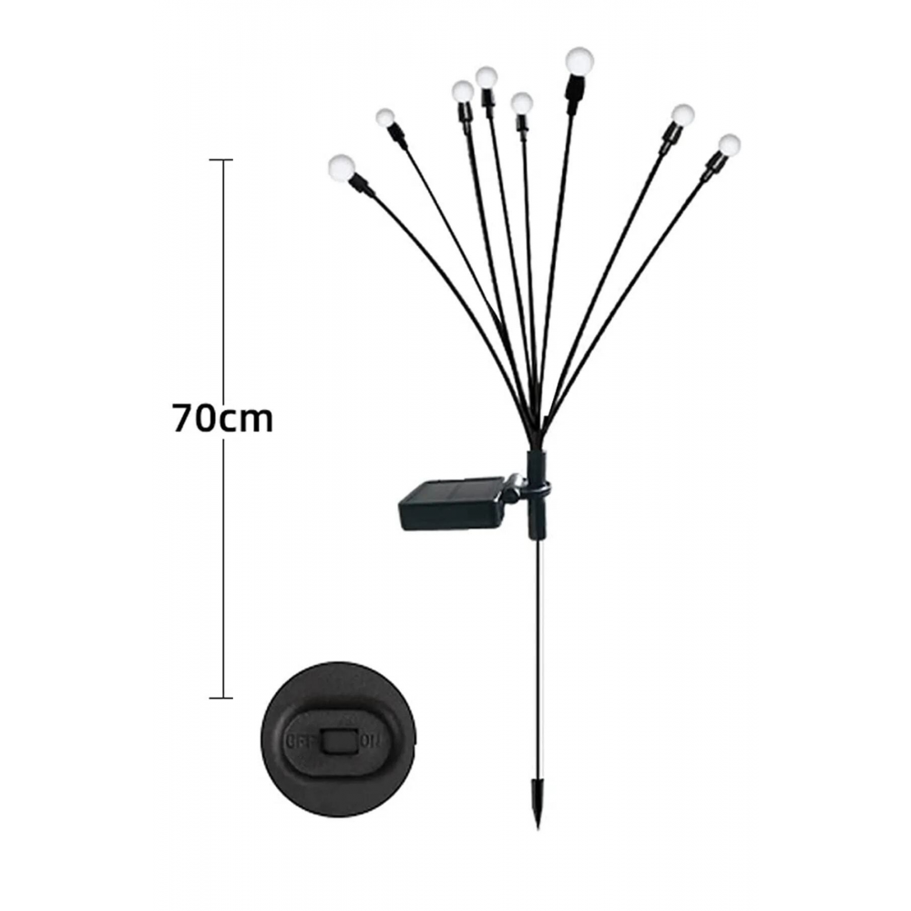 2 Adet 6 Led'li Güneş Enerjili Ateş Böceği Çiçek Lamba 12adet Led Işık