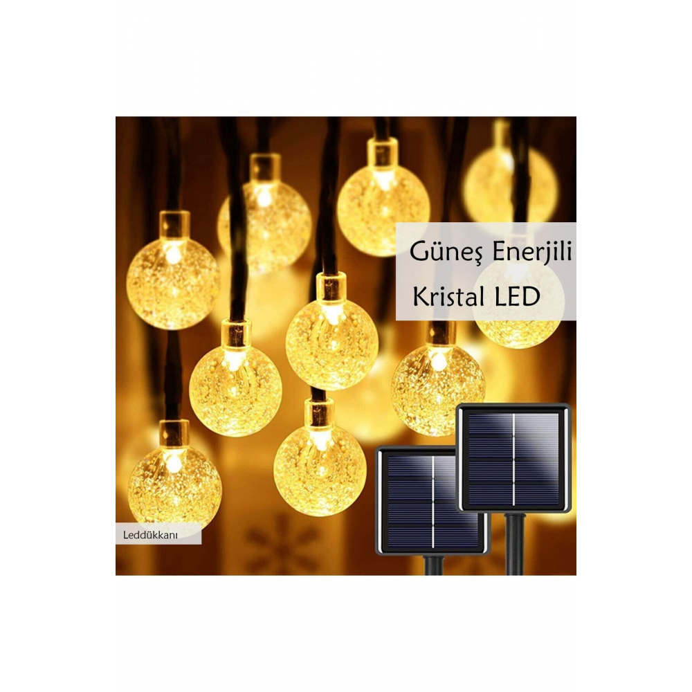50 Led 7 Metre Sarı Güneş Enerjili Led Işık Solar Bahçe Teras Balkon Ağaç Lambası Aydınlatması