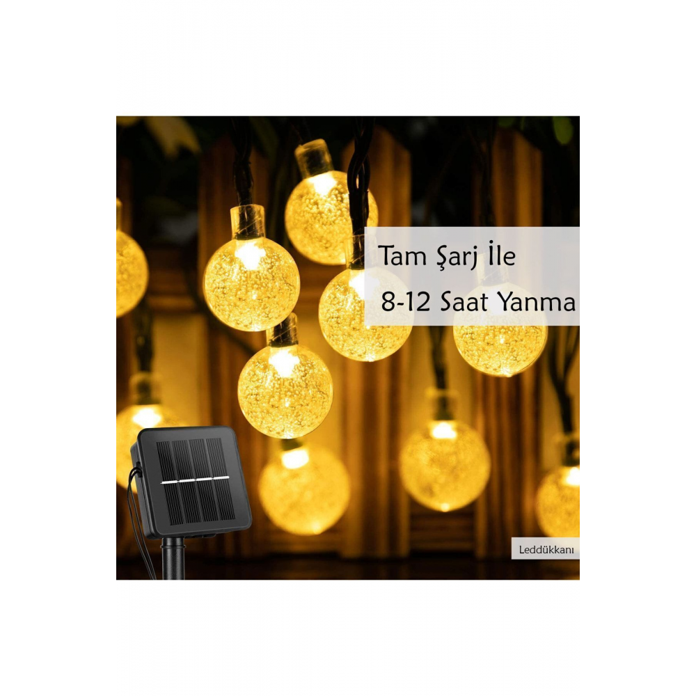 50 Led 7 Metre Sarı Güneş Enerjili Led Işık Solar Bahçe Teras Balkon Ağaç Lambası Aydınlatması