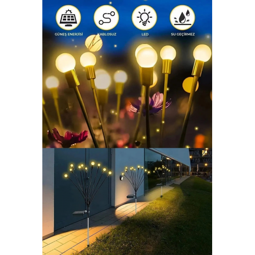 6 Ledli Solar Güneş Enerjili Ateş Böceği Çiçek Lamba 6 adet Led Işık Bahçe Lambası