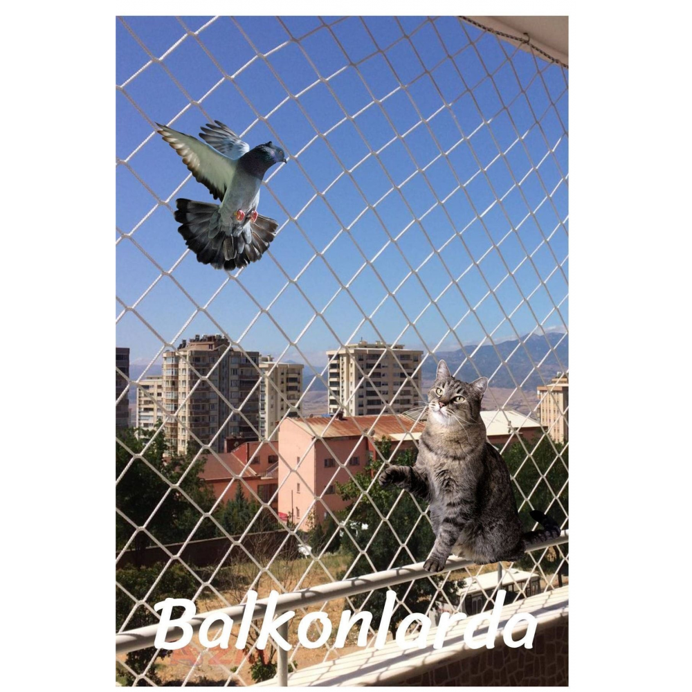 Balkon Filesi 2,5x5 Metre Kuş Filesi Kedi Filesi Güvercin Önleme Ağı