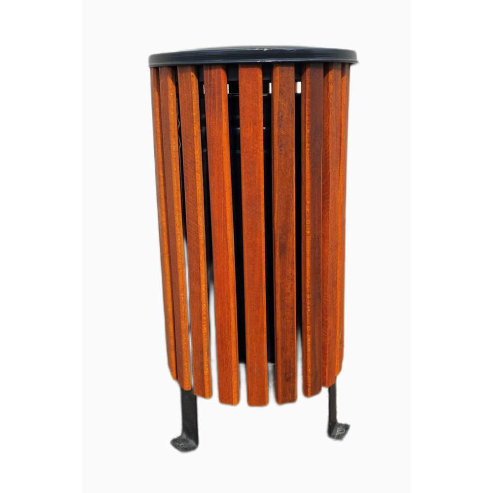 Kapaklı Ahşap Kaplamalı Dış Mekan Çöp Kovası