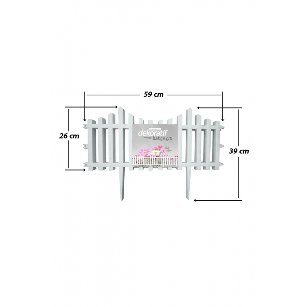 Dekoratif Bahçe Çiti Plastik Beyaz Çit 59 Cm Tek Peyzaj Çiti Çiçek Koruma Çiti