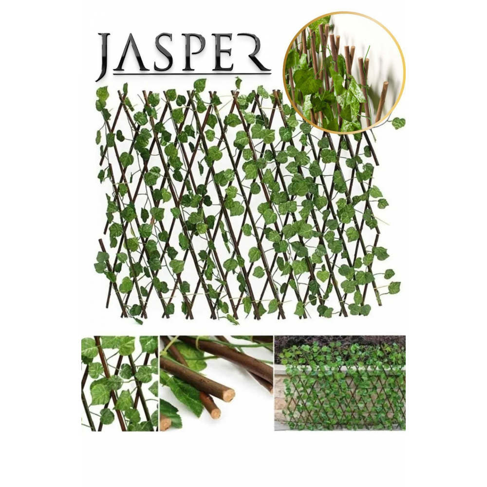 Yapay Çit Geniş Yaprak Akordiyon Çit 120cmx3m Yapay Sarmaşık Duvar Balkon Bahçe Dekoru