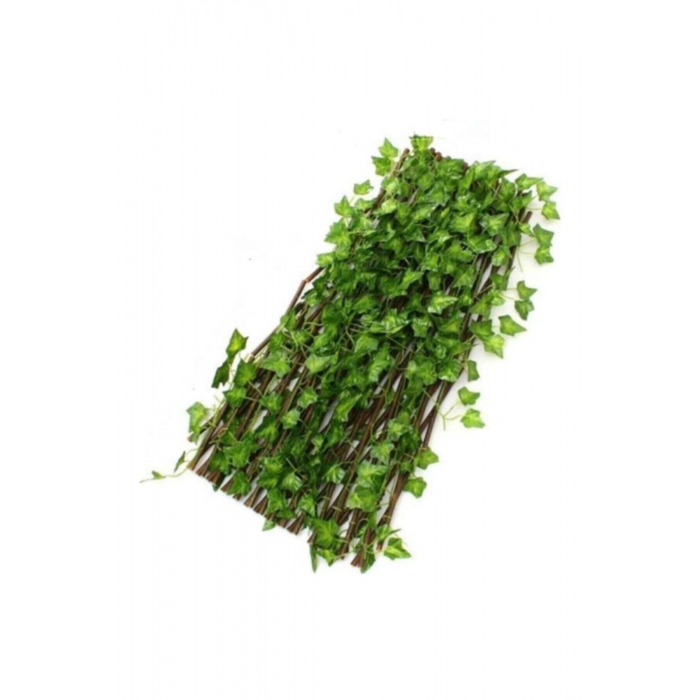 Yapay Sarmaşıklı Çit, Açılır Kapanır Ahşap Çit, Dekoratif Bahçe Çiti 120 Cm X 2,50mt'e Uzatılabilir