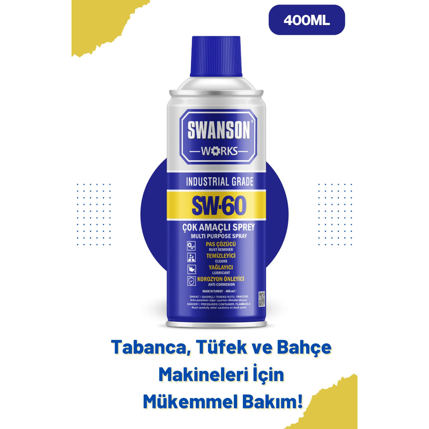 SW-60 Makine, Tabanca ve Tüfek İçin Etkili Makine Yağlama Spreyi - 400ml
