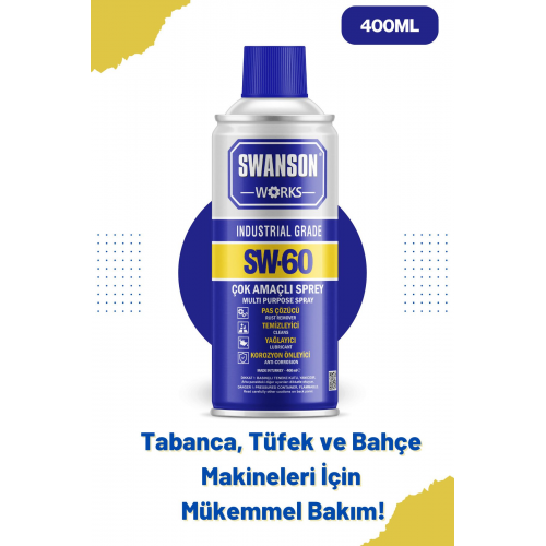 SW-60 Makine, Tabanca ve Tüfek İçin Etkili Makine Yağlama Spreyi - 400ml