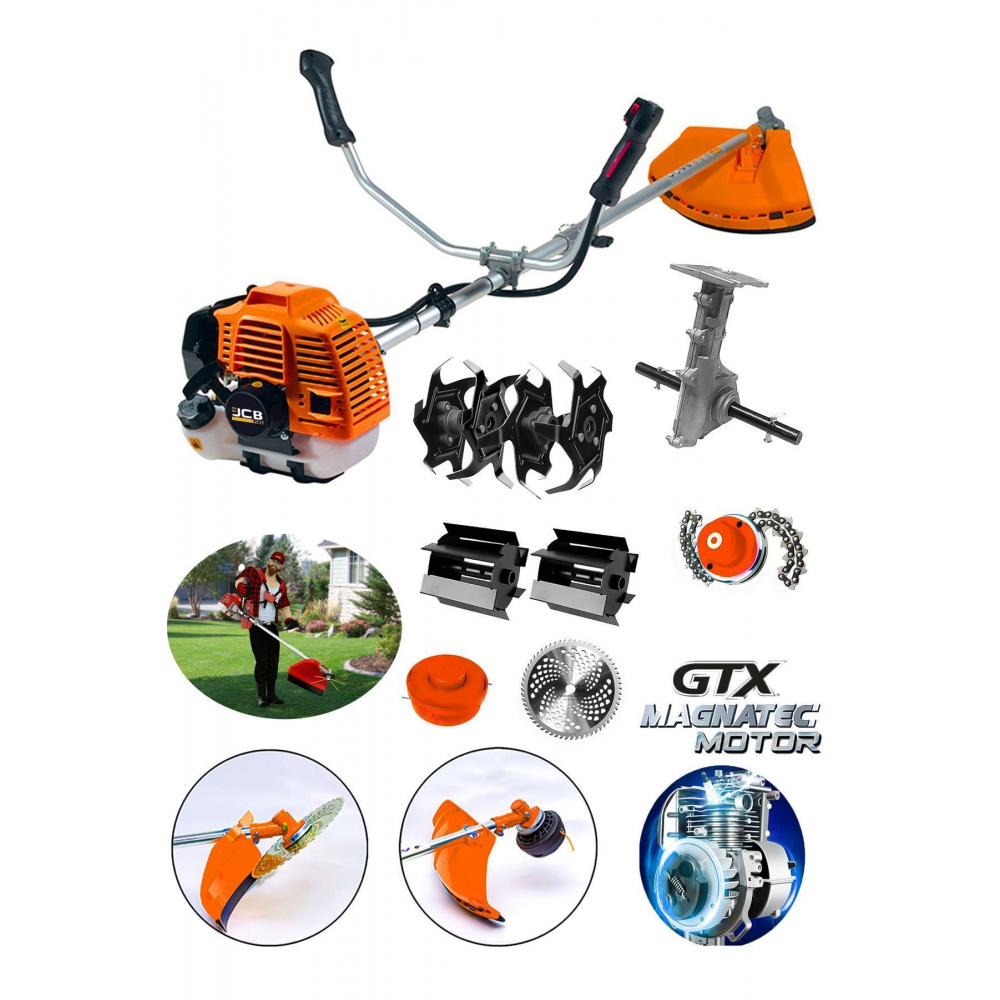 Germany Ergo 20 Hp Yan Tipi Benzinli Motorlu Ot Çalı Tırpanı Toprak Eşeleme Akrobat Çapalama