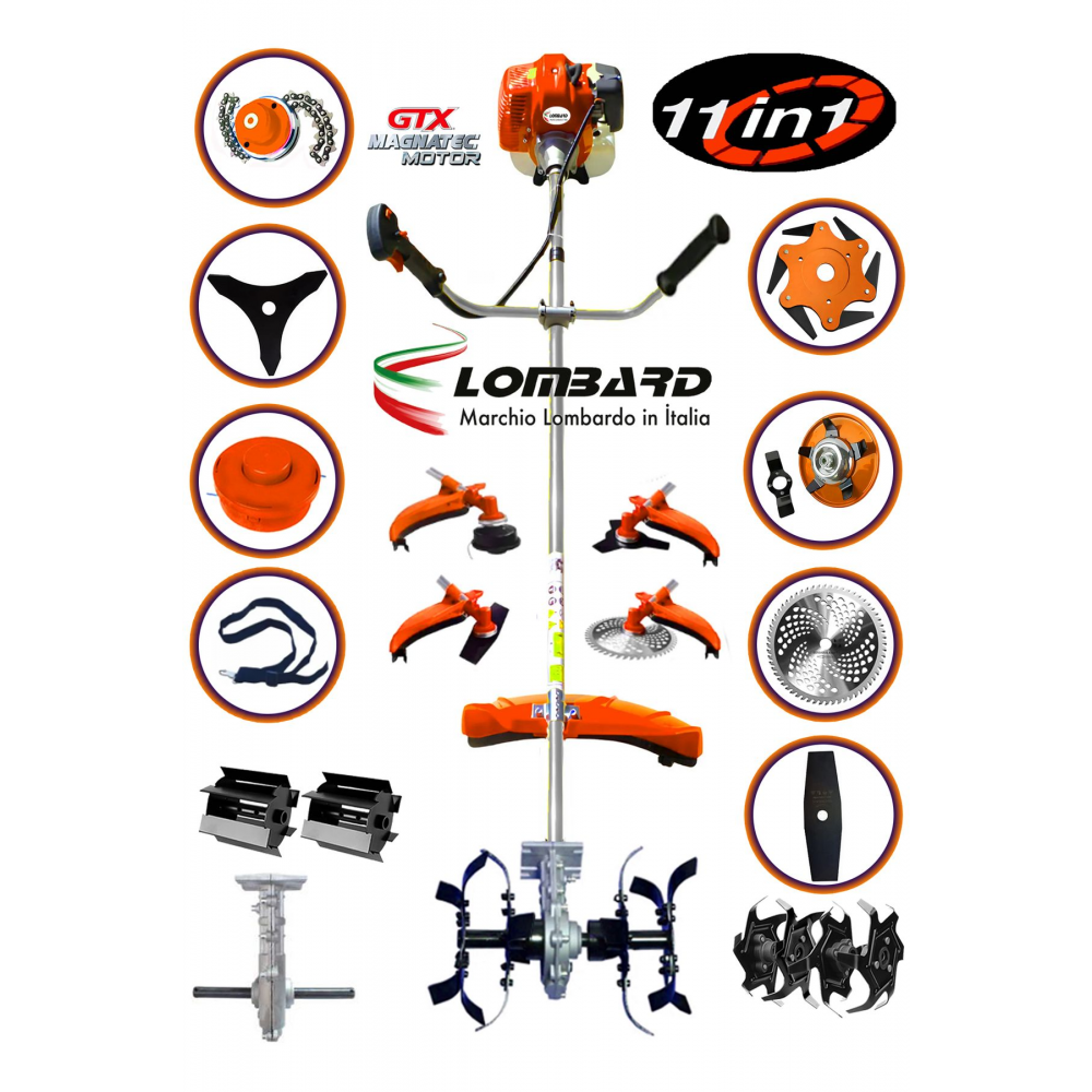 Lombard 11 In 1 Ergo L-900 Yan Tipi Benzinli Motorlu Ot Çalı Tırpanı Toprak Eşeleme Akrobat Çapalama