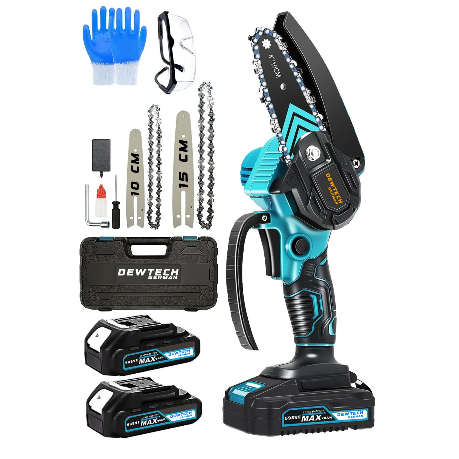 598 Vf 20 Ah Çift Li-ion Akülü Şarjlı El Testeresi Ağaç Kesme / Dal Budama