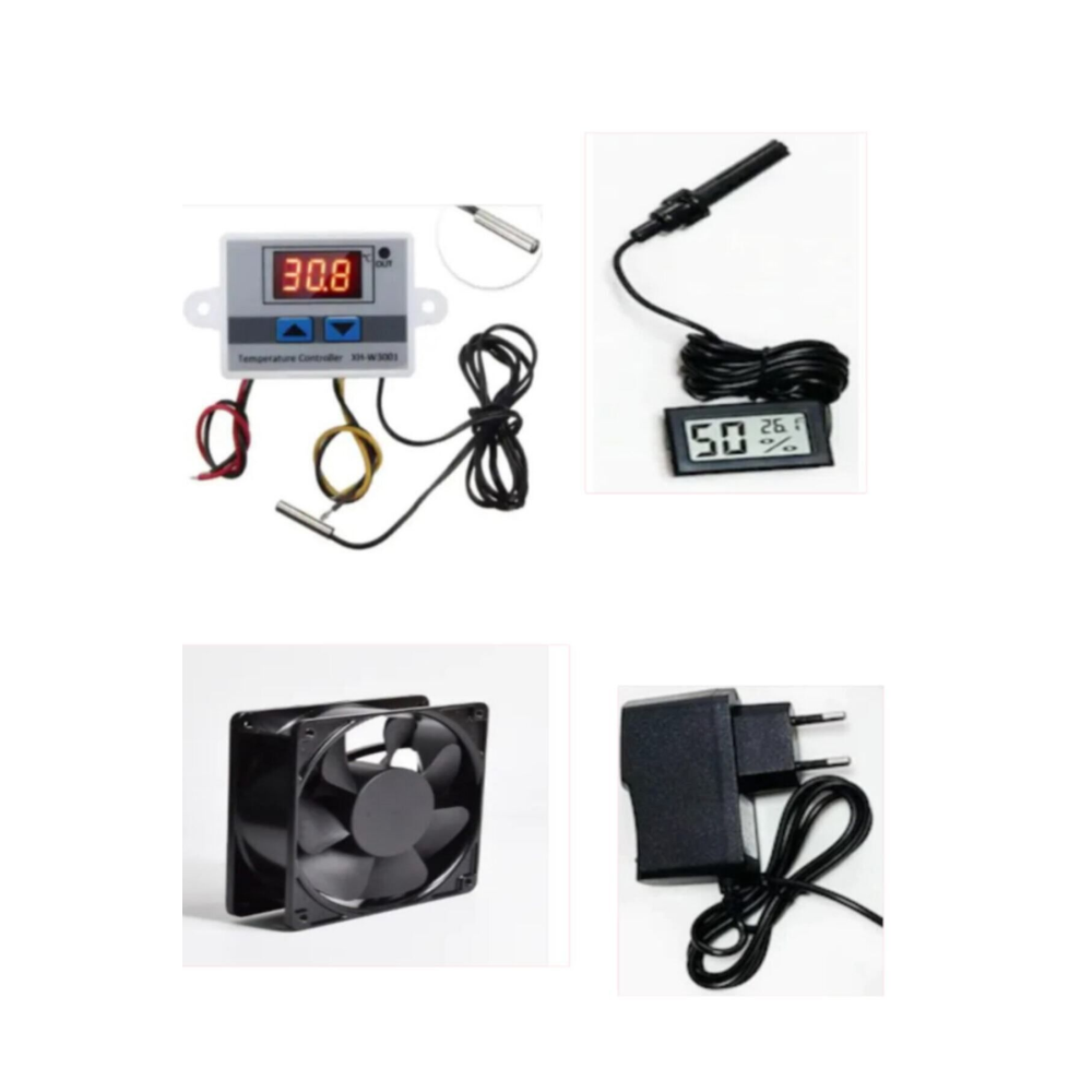 Kuluçka Ürünleri Kuluçka Seti,termostat,fan,adaptör,nem Cihazı Higrometre,kuluçka Makinesi Seti