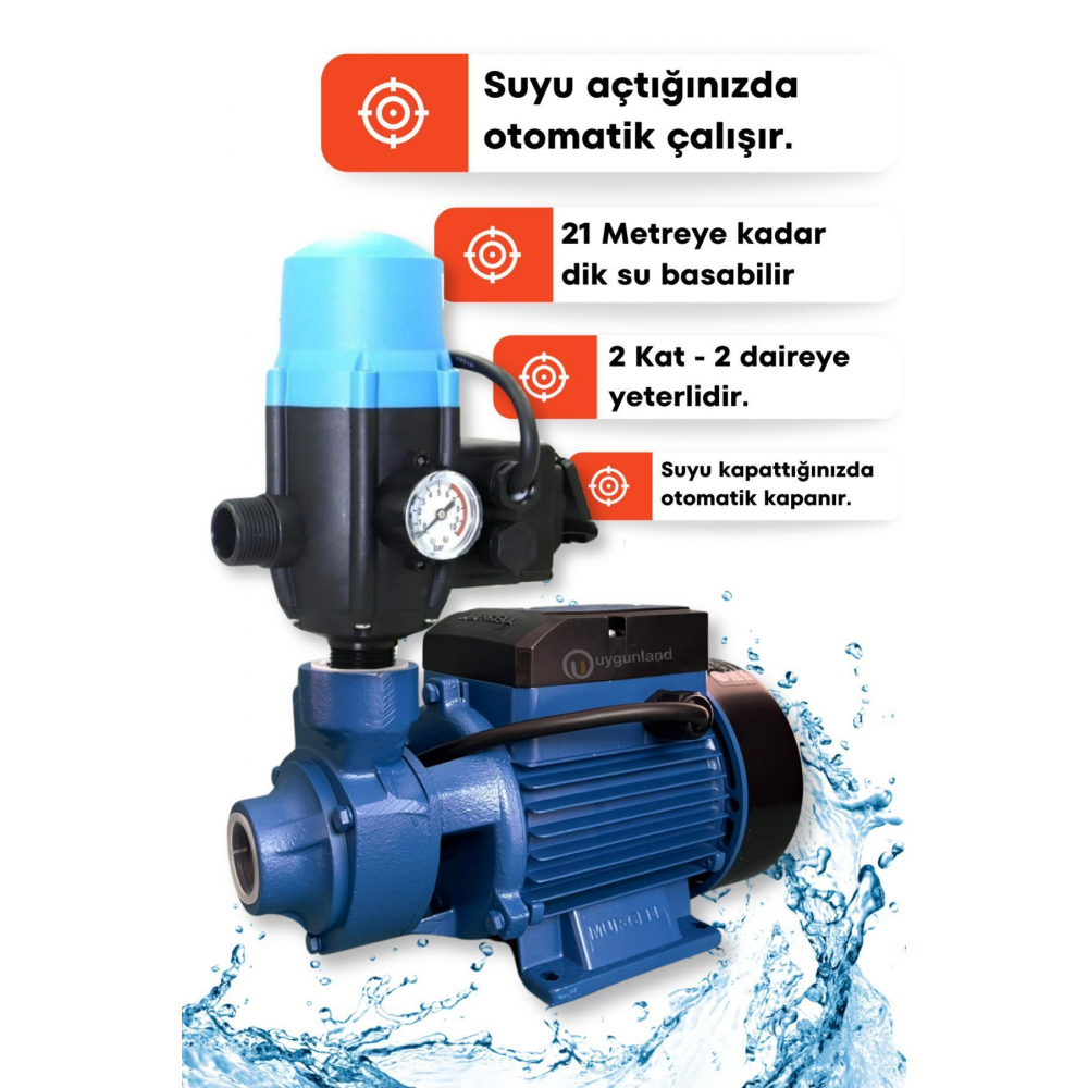 Yüksek Kalite Paket Hidrofor Otomatik Su Pompası 0.5 Hp 1 Inç Hidrofor Set Pompa 2 Kat 2 Daire