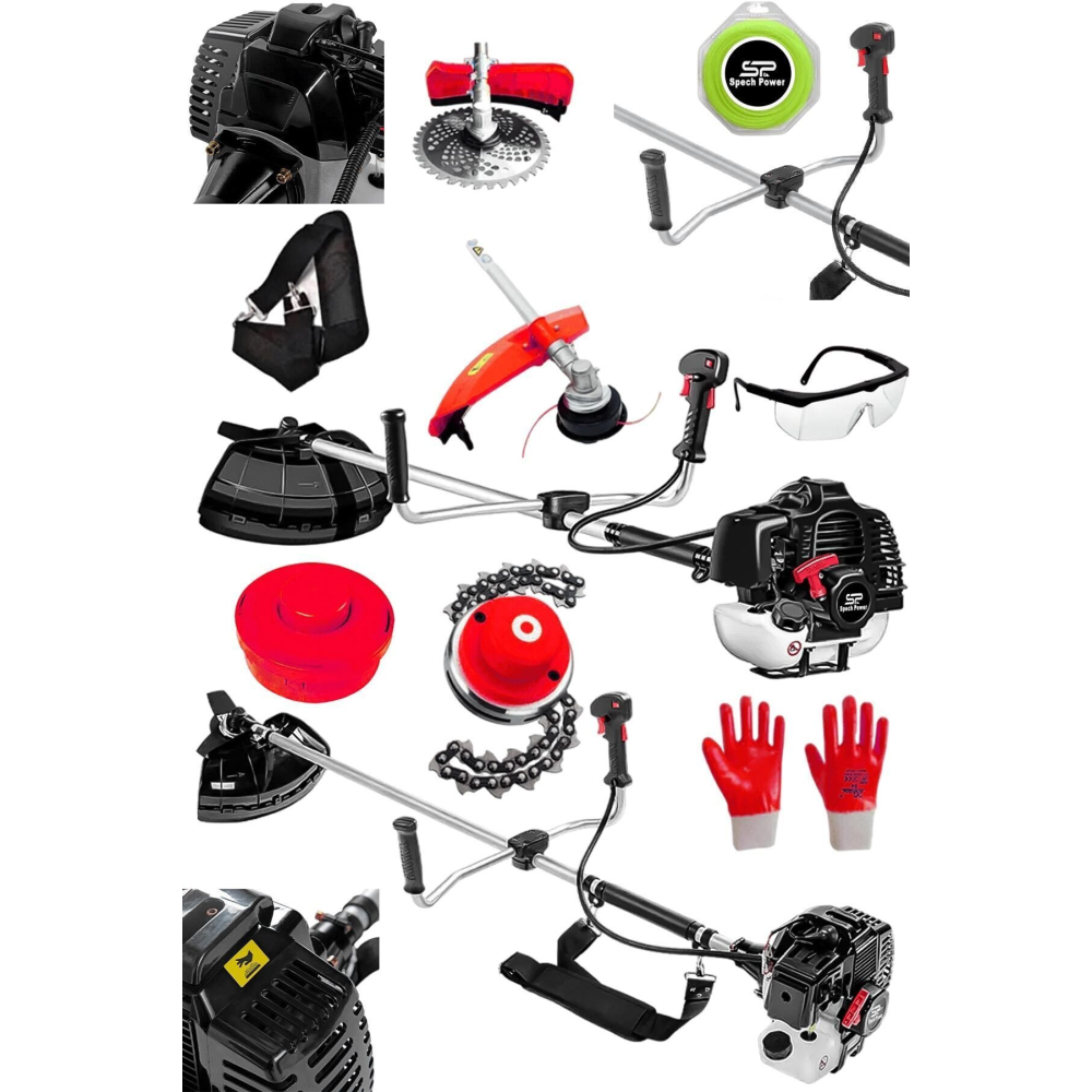 Spech Power U.s.a 20hp-x Tam Profesyonel Bronz Piston Benzinli Ot Çalı Çim Biçme Makinası Yan Tırpan