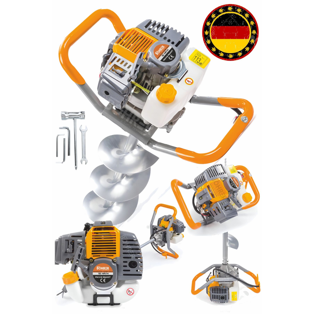 Benzinli 15 Hp/h Fidan Ekme Toprak Burgu Sondaj Makinesi 10cm Burgu Ucu