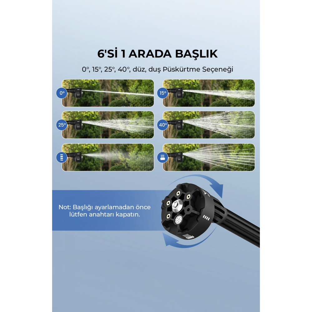 Power 3  60 Bar Şarjlı ve Yüksek basınçlı Oto Yıkama Ve Sulama Tabancası