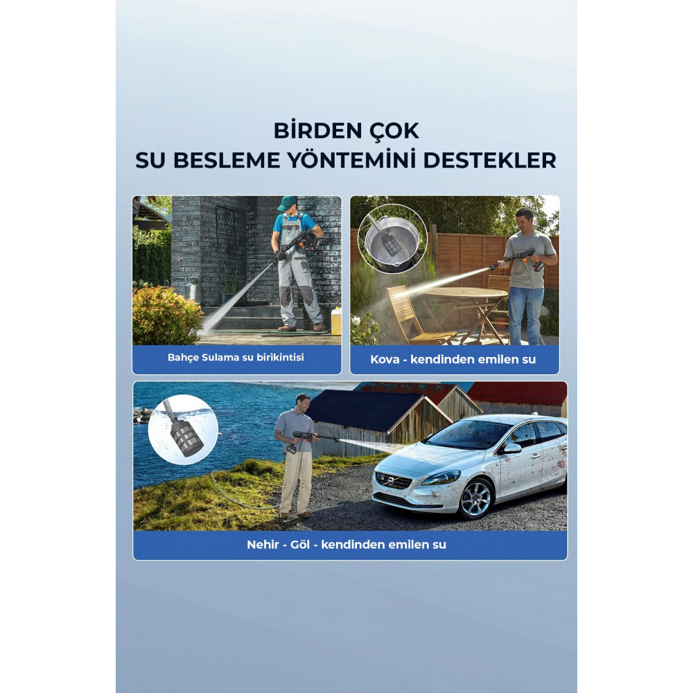 Power 3  60 Bar Şarjlı ve Yüksek basınçlı Oto Yıkama Ve Sulama Tabancası