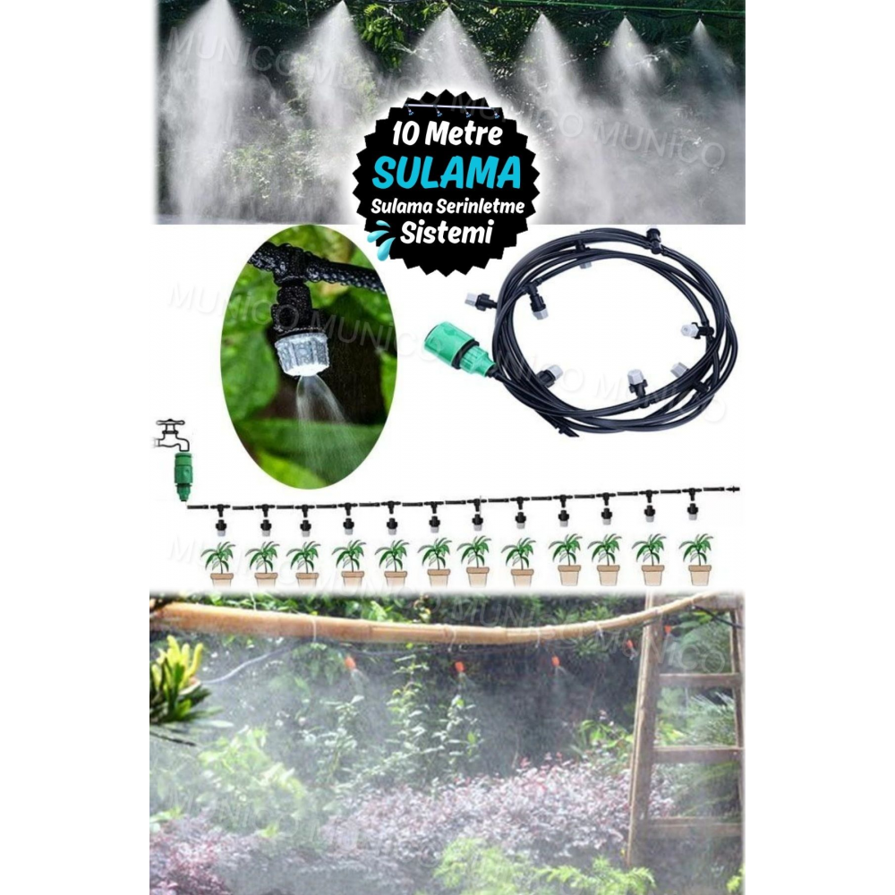 10 Metre Otomatik Sulama Nemlendirme Serinletme Sistemi Damla Sulama Sistemi Bahçe Tesisi Otomatik