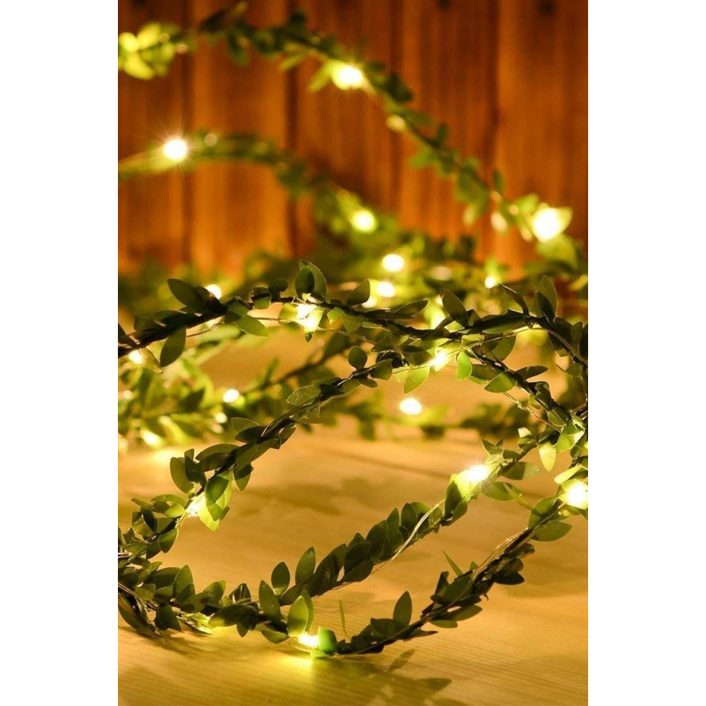 Taç Yapay Yapraklı Sarmaşık 5 Metre +peri Led Işık Şerit Led 500 Cm
