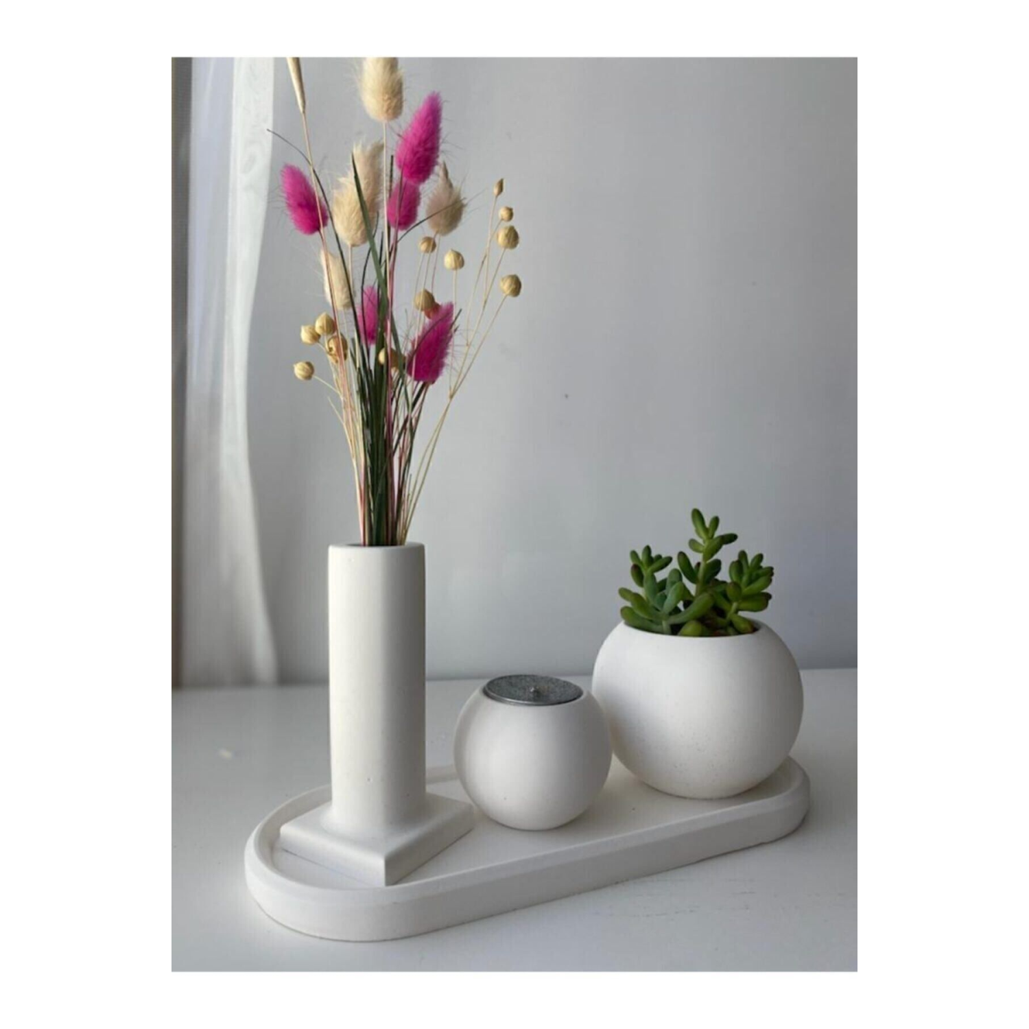 Hediyelik Mumlu Dekoratif Beton Saksı