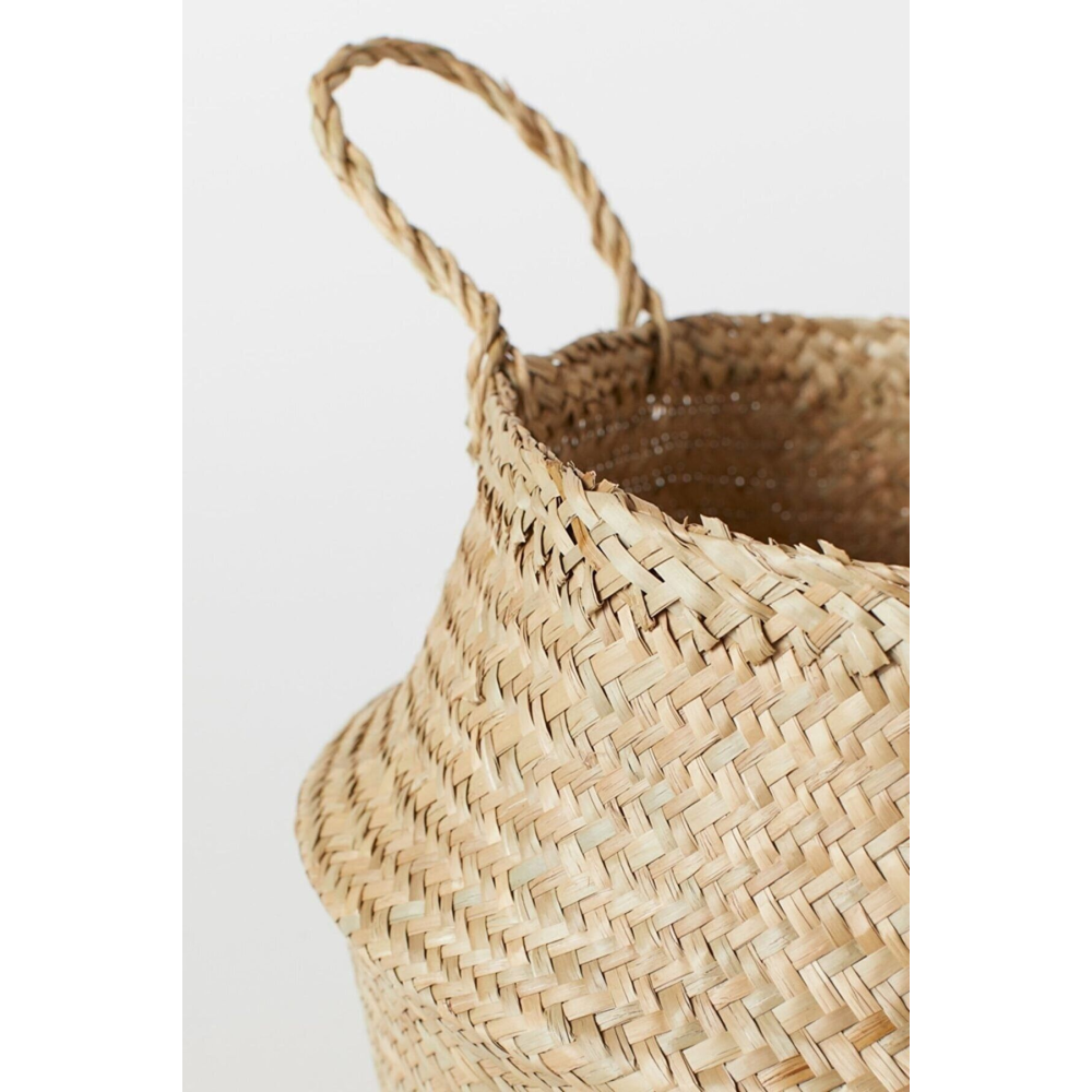 Natural Katlanabilir Hasır Sepet / Saksılık 30x28