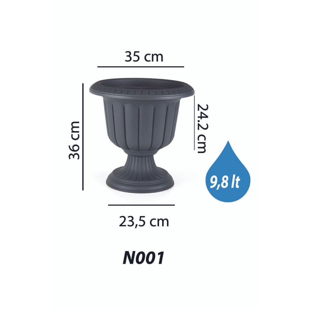 Nergis Saksı No.1 9,8 Litre Antrasit Renk